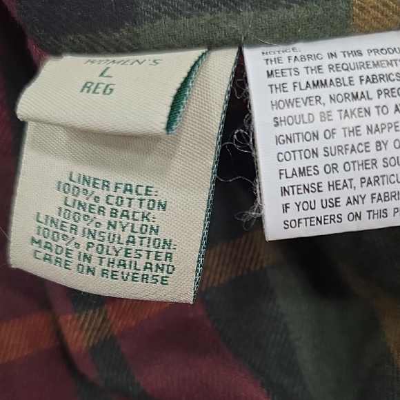 L.L. Bean Women’s Field Barn Chore Jacket with Green Corduroy and Flannel Liner - Picture 7 of 16